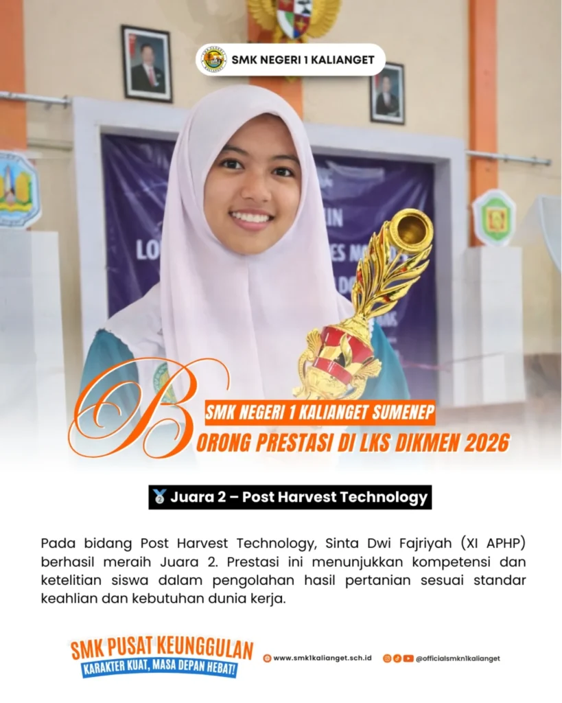 Juara 2 - Post Harvest Tecknology Borong Prestasi Di LKS Dikmen 2026. SMKN 1 Kalianget Raih Juara Di Tiga Bidang LombaSiswa SMKN 4 819x1024