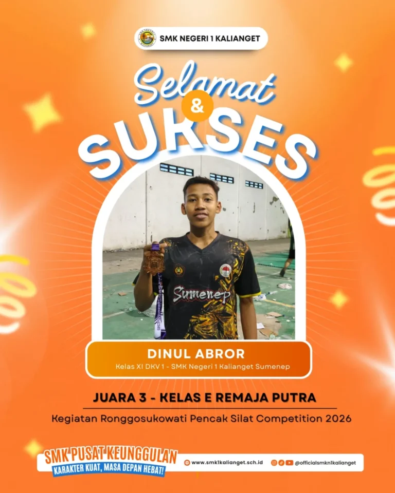 Pencak Silat – Dinul AbrorPrestasi Membanggakan Kembali DitorehkanDinul Abror Kelas XI DKV 1 768x960