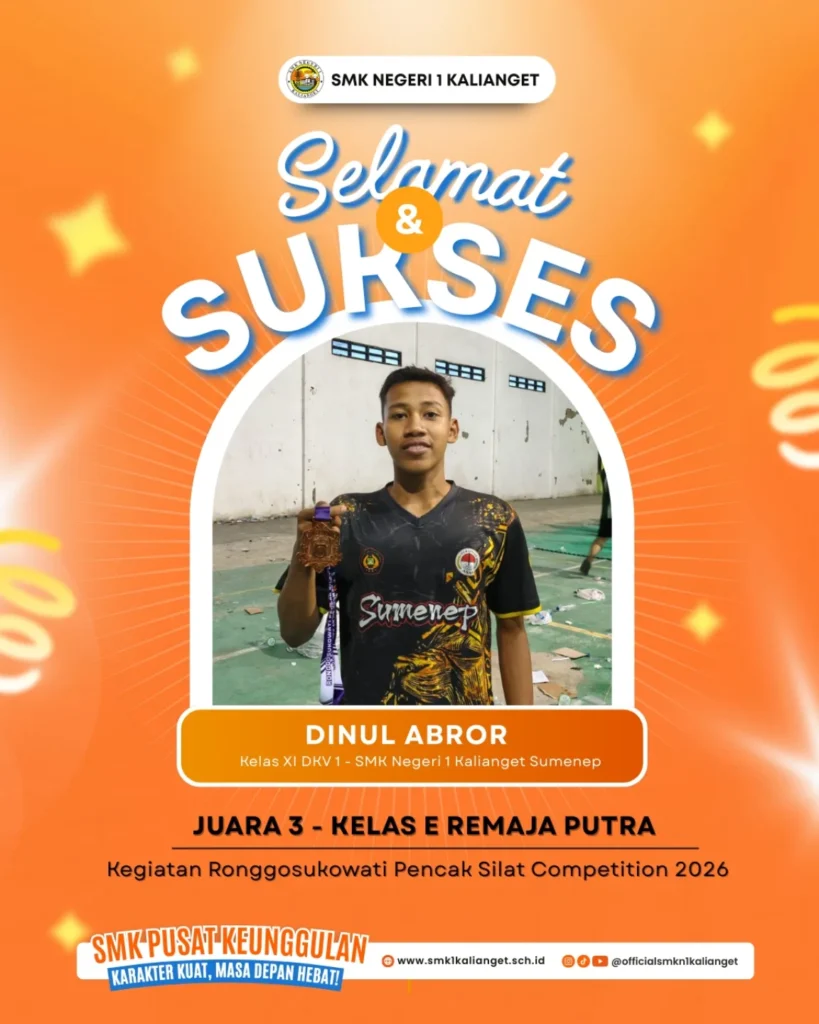 Pencak Silat – Dinul AbrorPrestasi Membanggakan Kembali DitorehkanDinul Abror Kelas XI DKV 1 819x1024